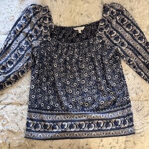 Lucky Brand Blue Patterned Blouse
